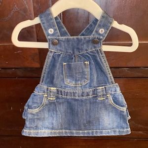 Old Navy Infant Denim Overall Dress with Ruffle Trim (Size 0-3 Months)